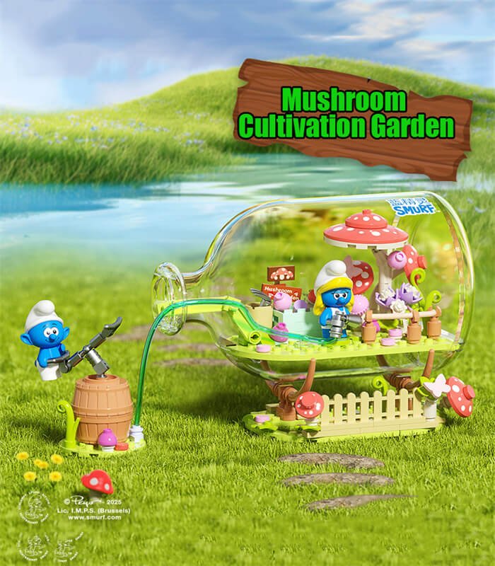JAKI HK324 Smurfs Mushroom Garden Building Block Set