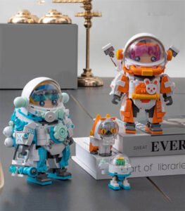 Cartoon astronaut building block toys, astronaut team