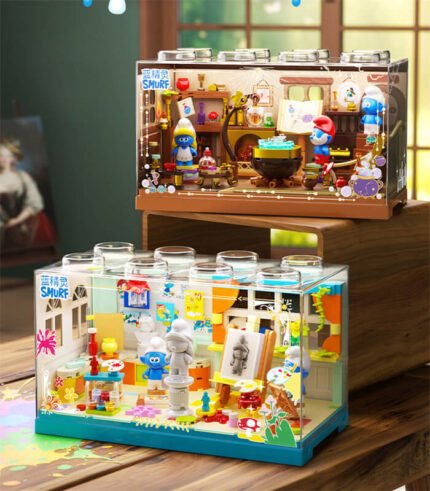 Smurfs painting room magic house cartoon hut model children's educational toy JAKI HK320 HK3214
