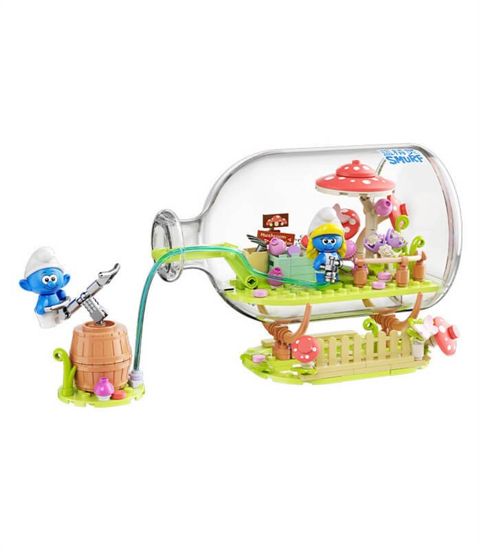 JAKI HK324 Smurfs Mushroom Garden Building Block Set