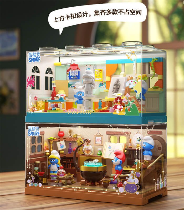 Smurfs painting room magic house cartoon hut model children's educational toy JAKI HK320 HK3214
