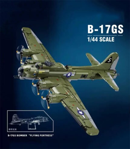 Sluban M38-B1367 B-17GS Bomber Building Block Model - 1:44 Scale WWII Flying Fortress Brick Set with 1270 Pieces