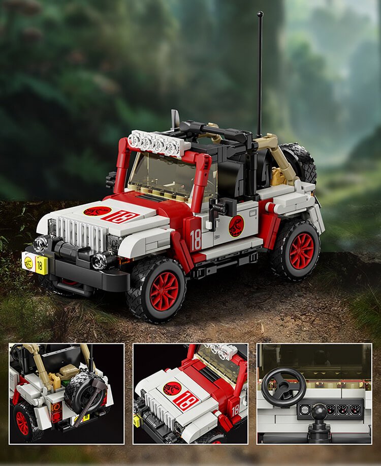 12GO 95001 Dinosaur Adventure Off-Road Vehicle Building Kit - Fun Plastic Bricks for Dino & Car Lovers