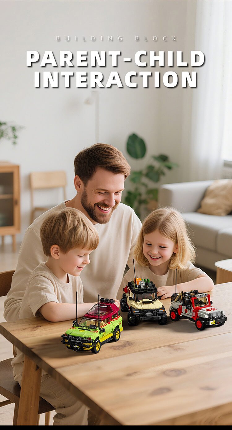 12GO 95001 Dinosaur Adventure Off-Road Vehicle Building Kit - Fun Plastic Bricks for Dino & Car Lovers