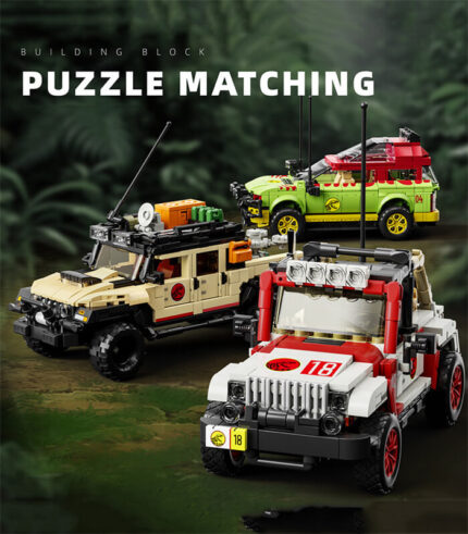 12GO 95001 Dinosaur Adventure Off-Road Vehicle Building Kit - Fun Plastic Bricks for Dino & Car Lovers