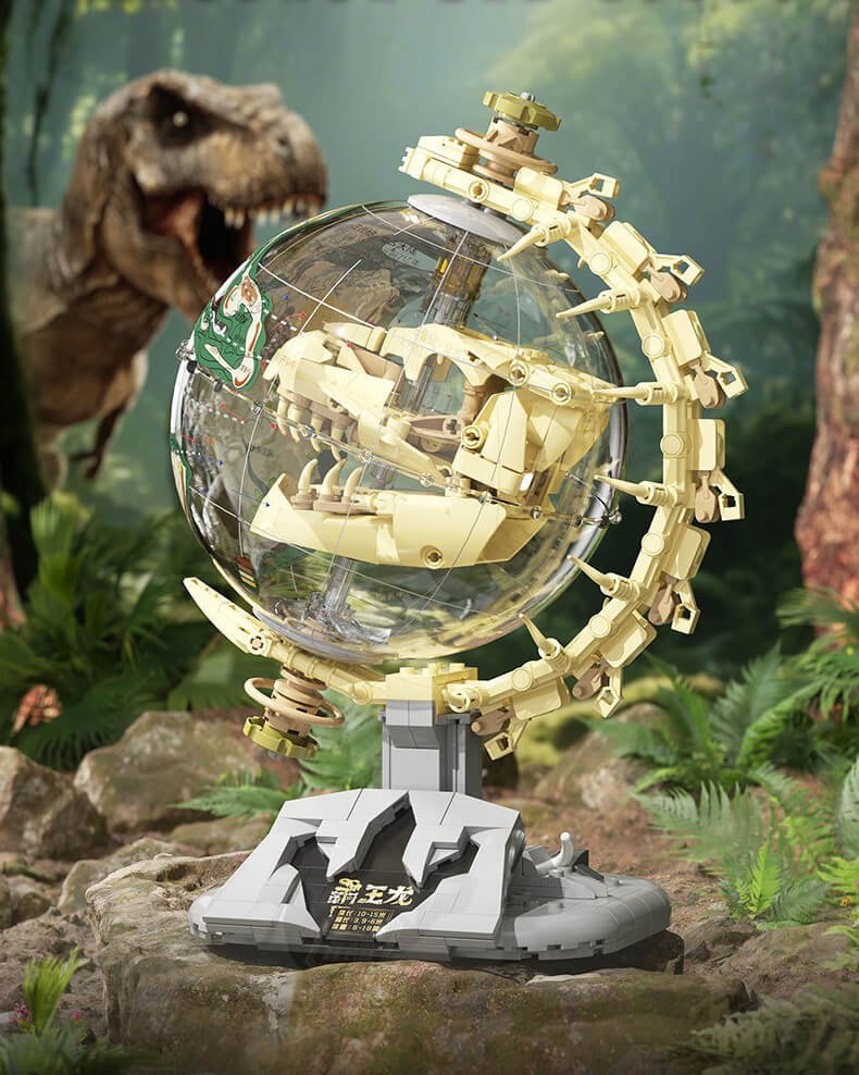 LED Illuminated Dinosaur World Globe - 3D Prehistoric Animal Globe with Night Light Function