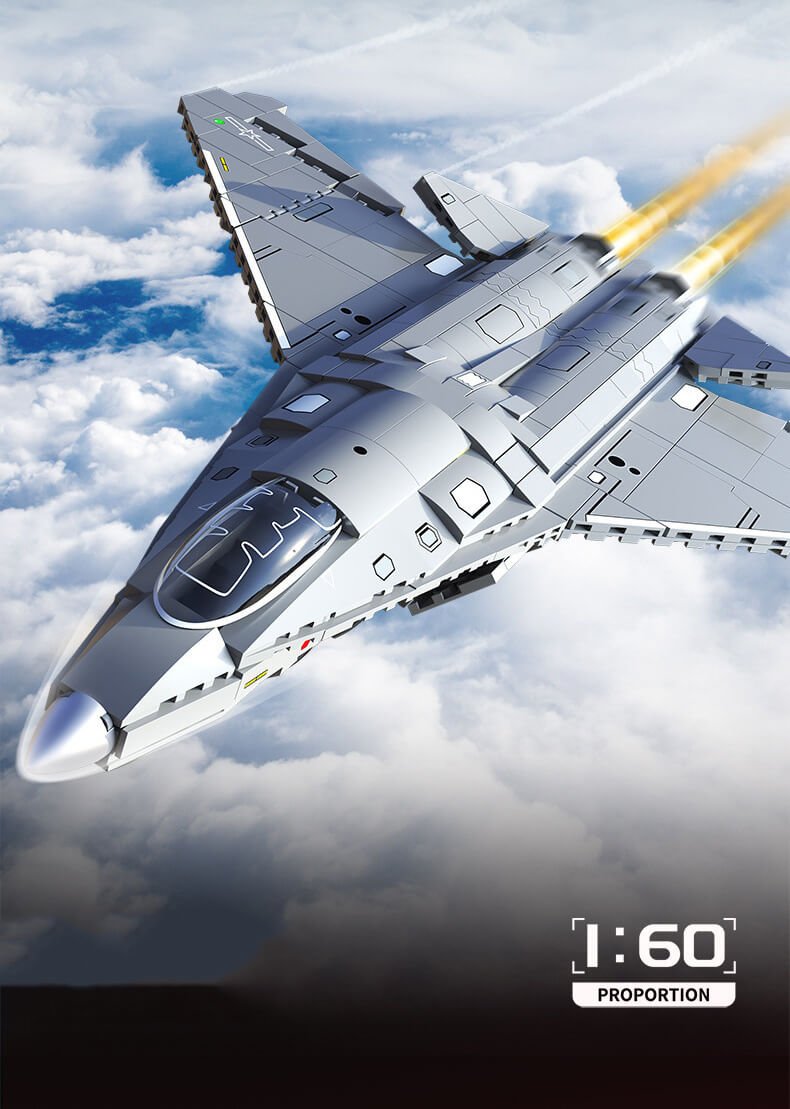 Sembo 202280 J-50 Fighter Jet Building Blocks - High-Detail Military Aircraft Brick Set