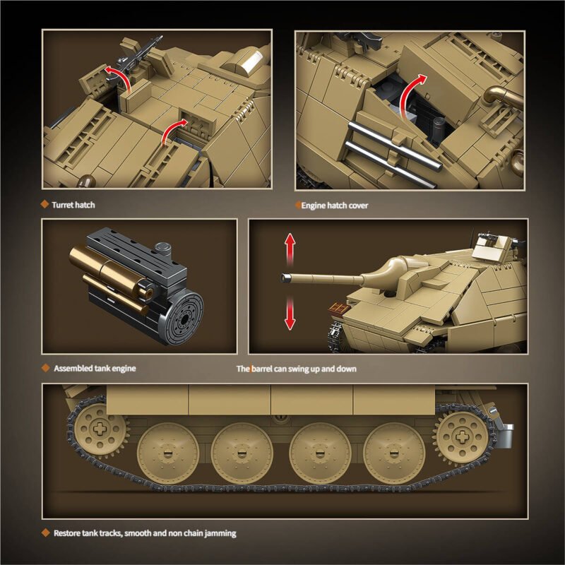 agdpanzer 38t Hetzer Tank Destroyer Block Model - Realistic WWII Military Brick Set 