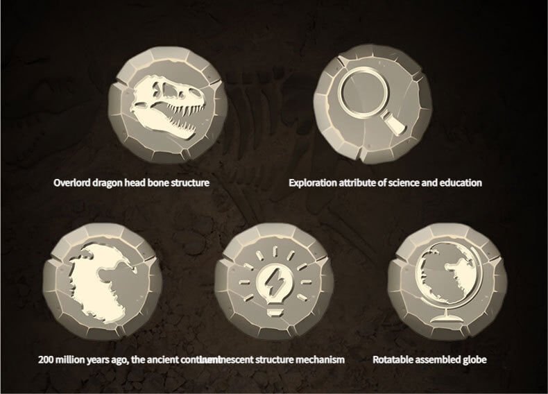 LED Illuminated Dinosaur World Globe - 3D Prehistoric Animal Globe with Night Light Function