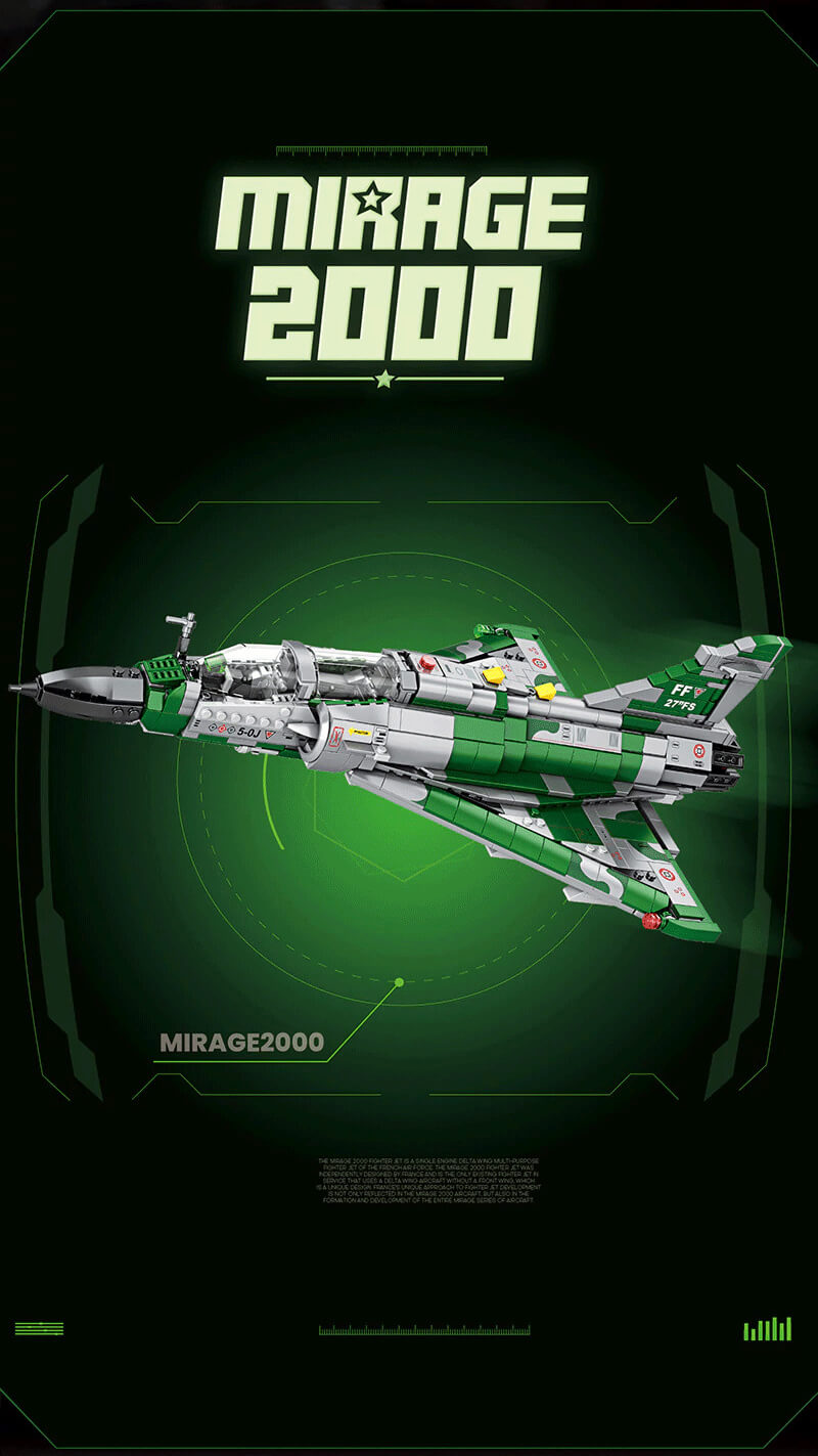 Educational Mirage 2000 Aircraft Block Model - 1012pcs Military-Themed Building Bricks for Kids 6+