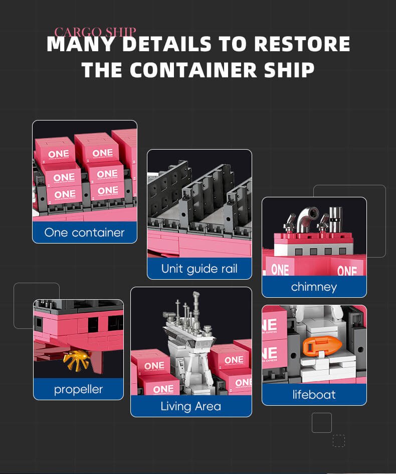 Jie-Star 9127 Pink Cargo Ship Building Blocks - Girls’ Educational Pink Ship Brick Set for Creative Play