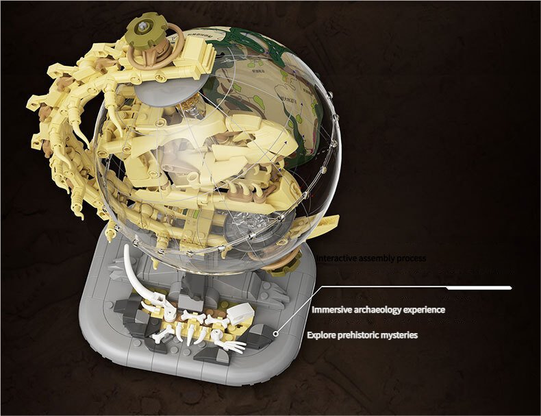 LED Illuminated Dinosaur World Globe - 3D Prehistoric Animal Globe with Night Light Function