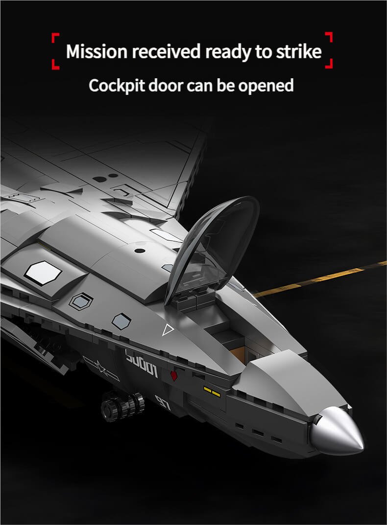 Sembo 202280 J-50 Fighter Jet Building Blocks - High-Detail Military Aircraft Brick Set