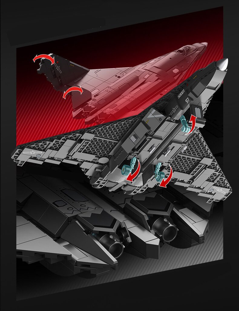 Sembo 202280 J-50 Fighter Jet Building Blocks - High-Detail Military Aircraft Brick Set