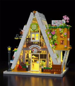 Flower house building set with LED lights, DIY plant flower glass modular flower house building kit, 1413 pieces, stem city street building blocks