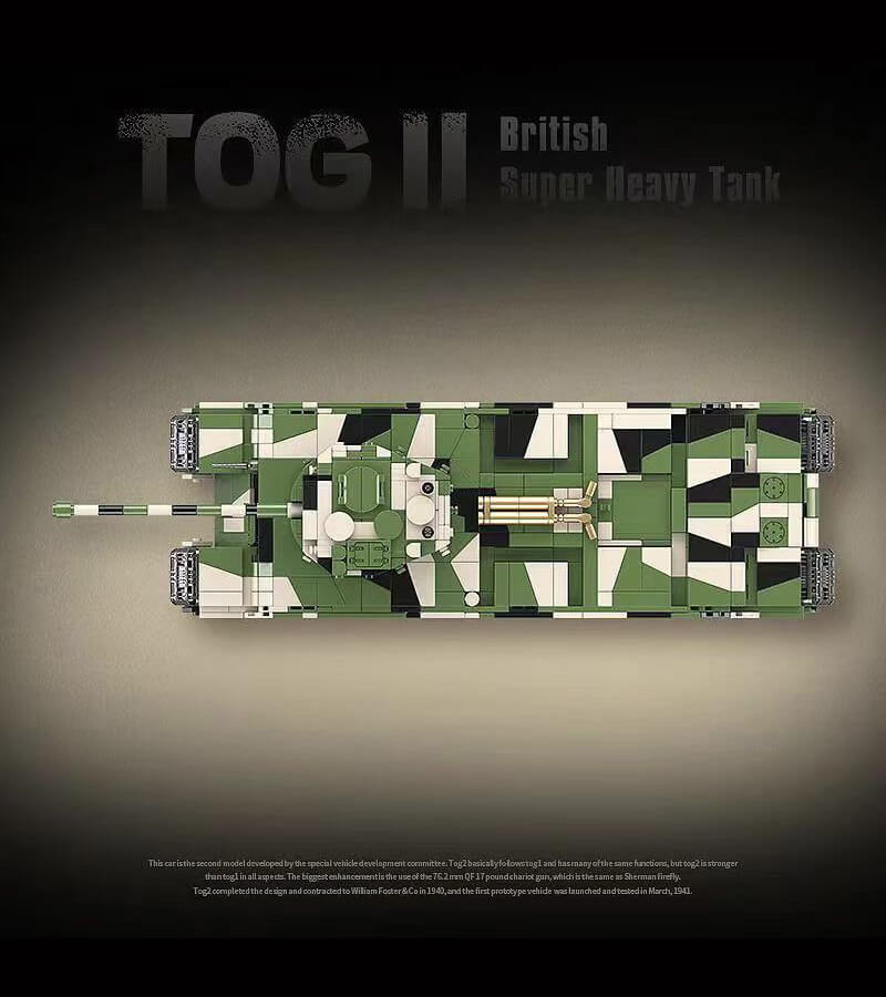TOG II Heavy Tank Building Blocks Set, WWII Military British Main Battle Tank Building Kit，Compatible With Lego