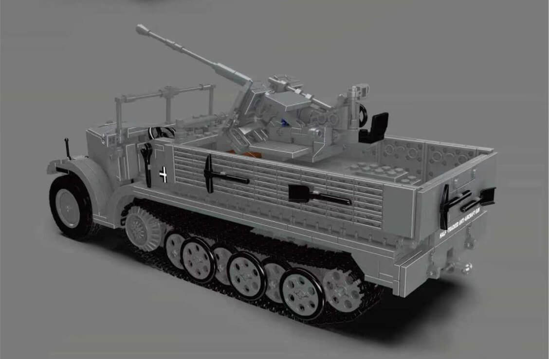 German 3.7cm Flak Half-Track Vehicle Building Block Set,Remote control 1 German 3.7cm Flak Half-Track Vehicle Building Block Set