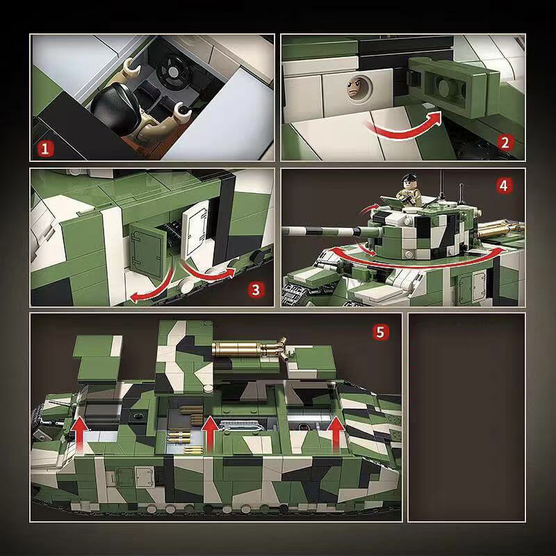 TOG II Heavy Tank Building Blocks Set, WWII Military British Main Battle Tank Building Kit，Compatible With Lego