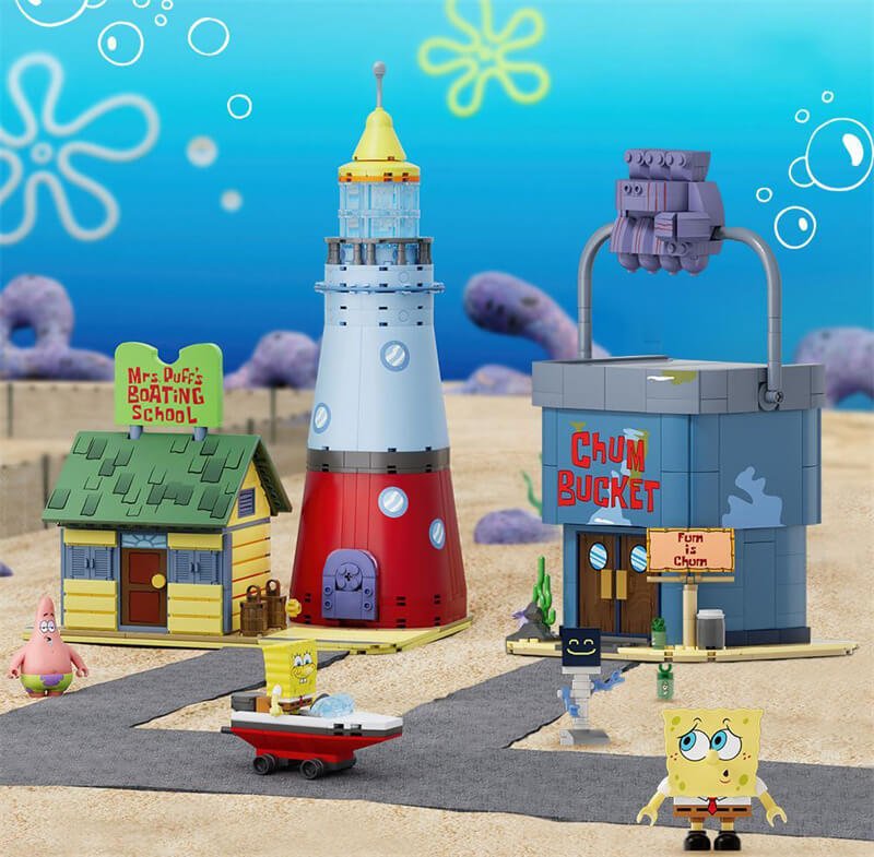 AREA-X AB0087 SpongeBob SquarePants Driving School & Chum Bucket Set w/ Lights