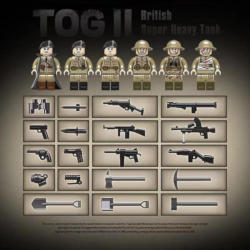 TOG II Heavy Tank Building Blocks Set, WWII Military British Main Battle Tank Building Kit，Compatible With Lego