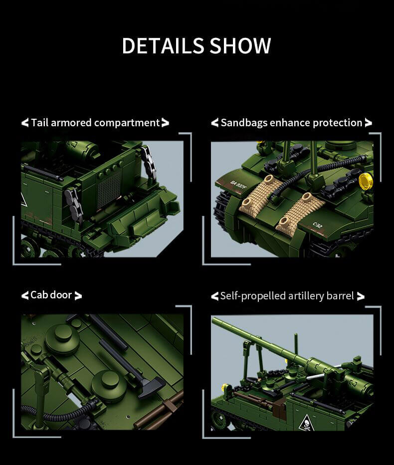 USA M40 Long Tom self-propelled artillery block set 3 USA M40 Long Tom self-propelled artillery block set