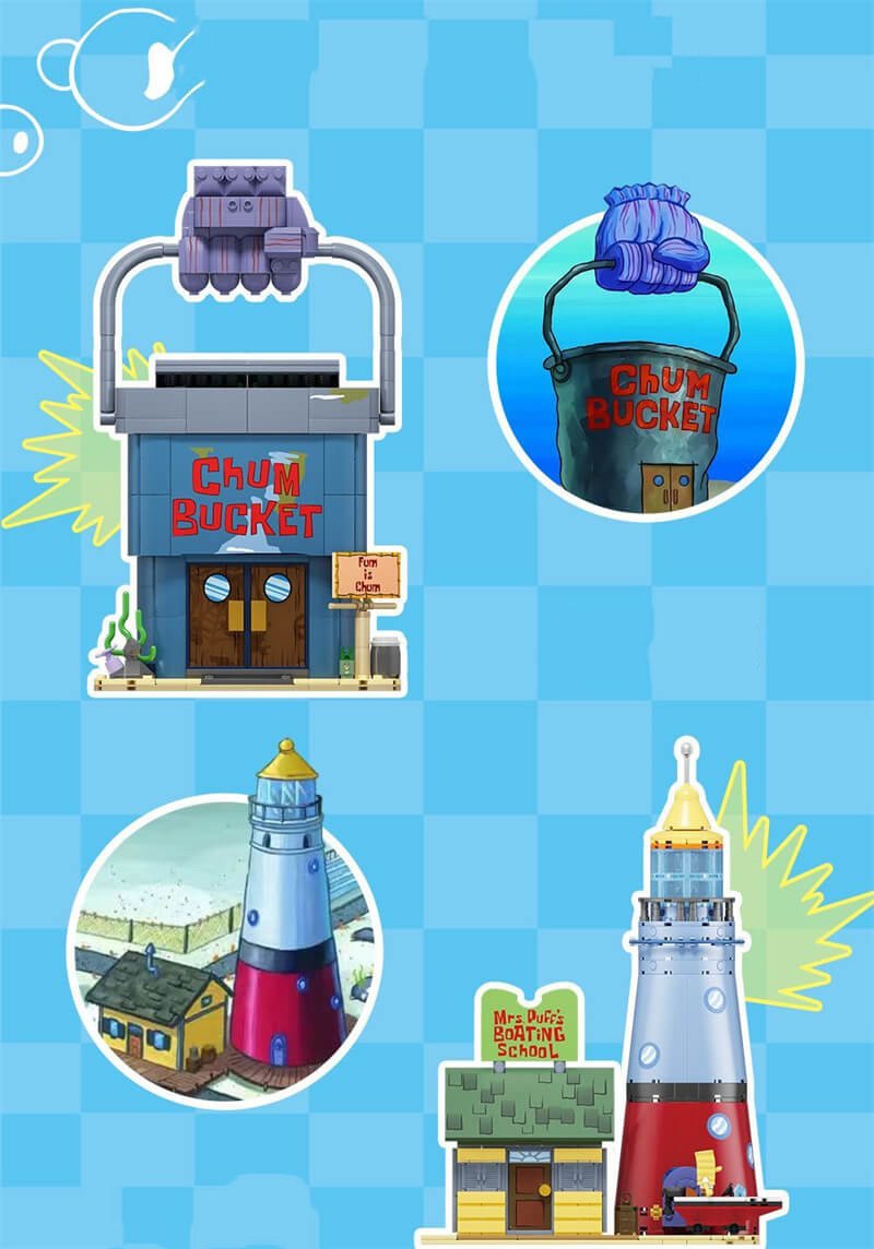 AREA-X AB0087 SpongeBob SquarePants Driving School & Chum Bucket Set w/ Lights