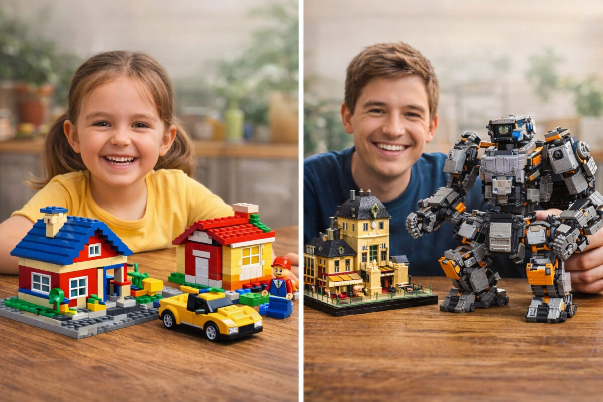 Finished LEGO building sets for kids, magnetic building block kits, and creative building block models showcase