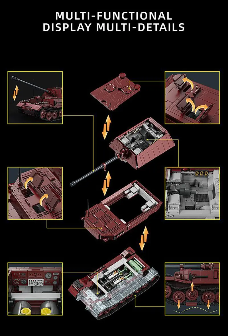 12GO 97022 Jagdpanzer TigerP WWII Tank Building Block Set