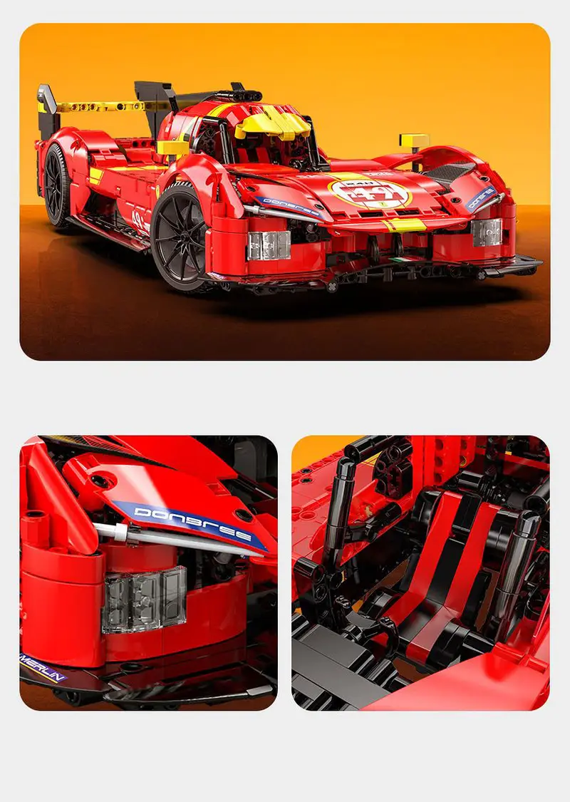 CaDA C63008 Remote Control 499P Hypercar Building Block Set - High Speed RC Endurance Race Car Model