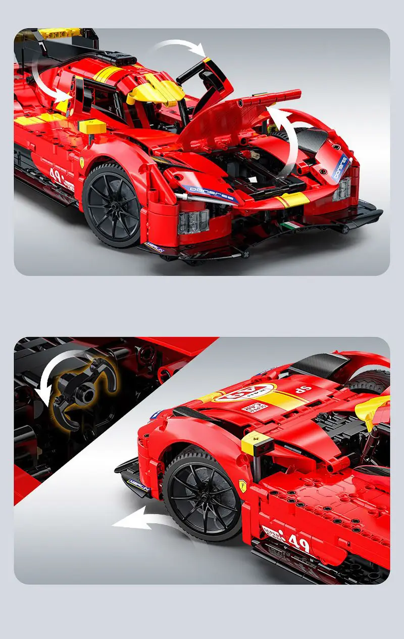 CaDA C63008 Remote Control 499P Hypercar Building Block Set - High Speed RC Endurance Race Car Model