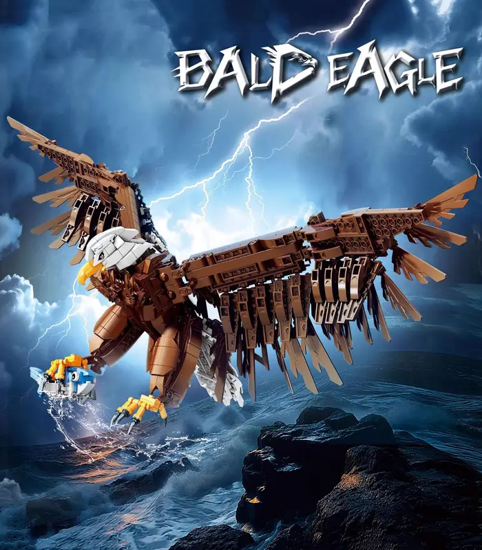 DK 7079 Bald Eagle Bricks Set - Massive 65cm Wingspan Realistic Bird Model