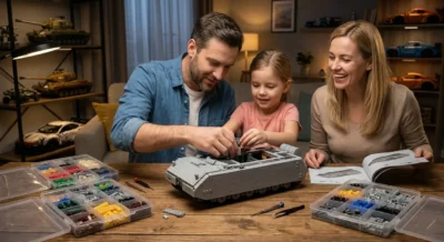 Family building block models activities with Panzer VIII Maus tank kit