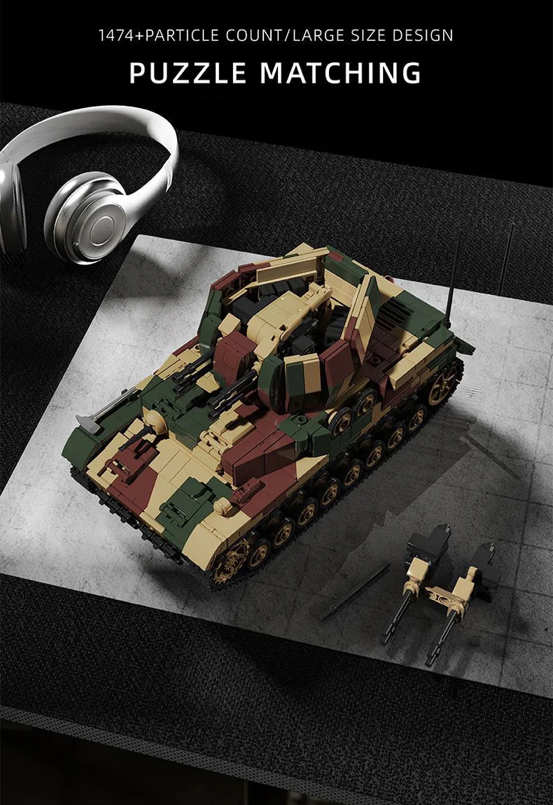 Flakpanzer IV Wirbelwind Building Block Set, WWII Military Building Block Set