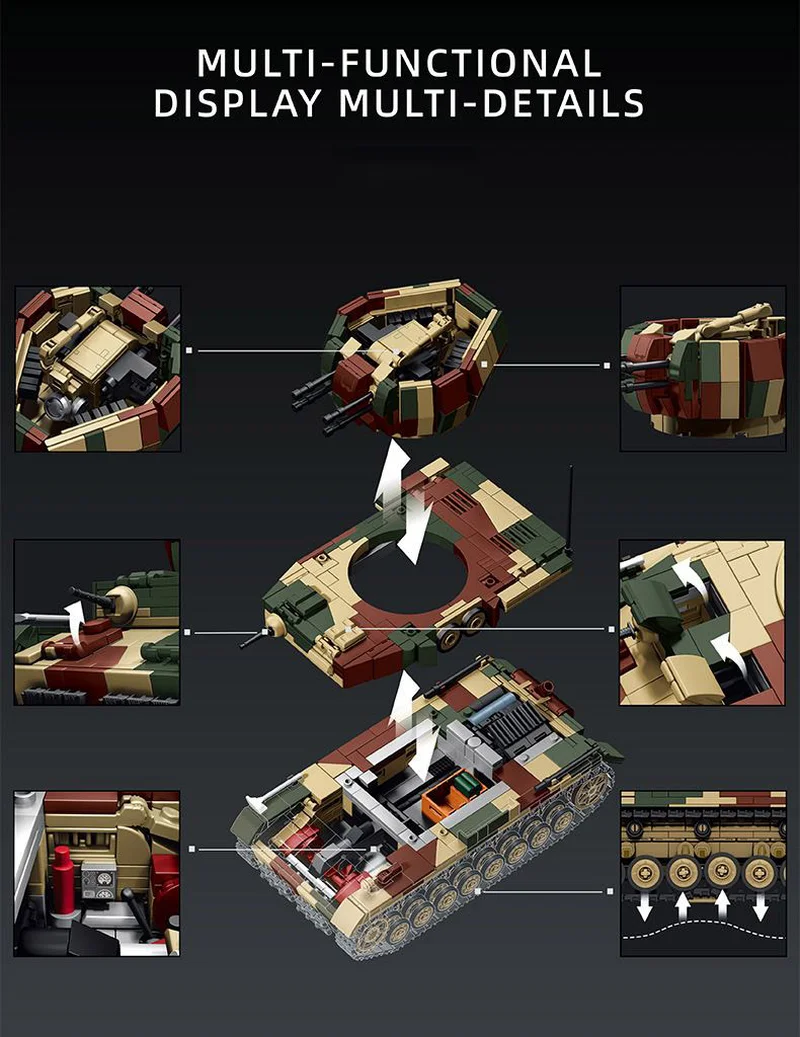 Flakpanzer IV Wirbelwind Building Block Set, WWII Military Building Block Set