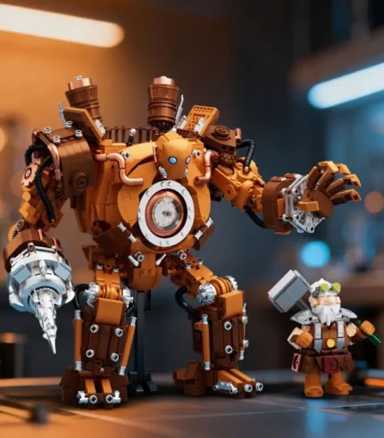 Steampunk Mechanical Mech Building Block Set - Retro Victorian Dwarven Golem Model