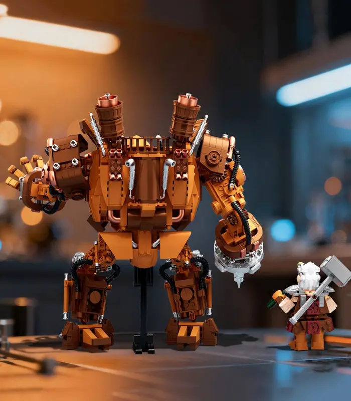 Steampunk Mechanical Mech Building Block Set - Retro Victorian Dwarven Golem Model