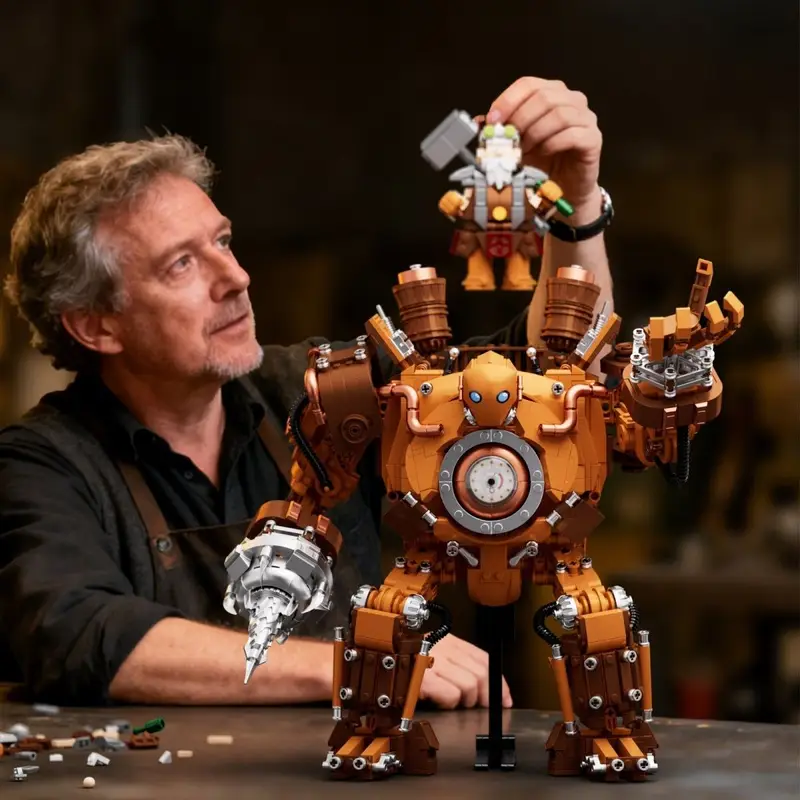 Steampunk Mechanical Mech Building Block Set - Retro Victorian Dwarven Golem Model
