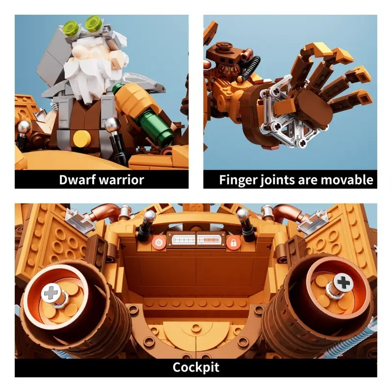 Steampunk Mechanical Mech Building Block Set - Retro Victorian Dwarven Golem Model