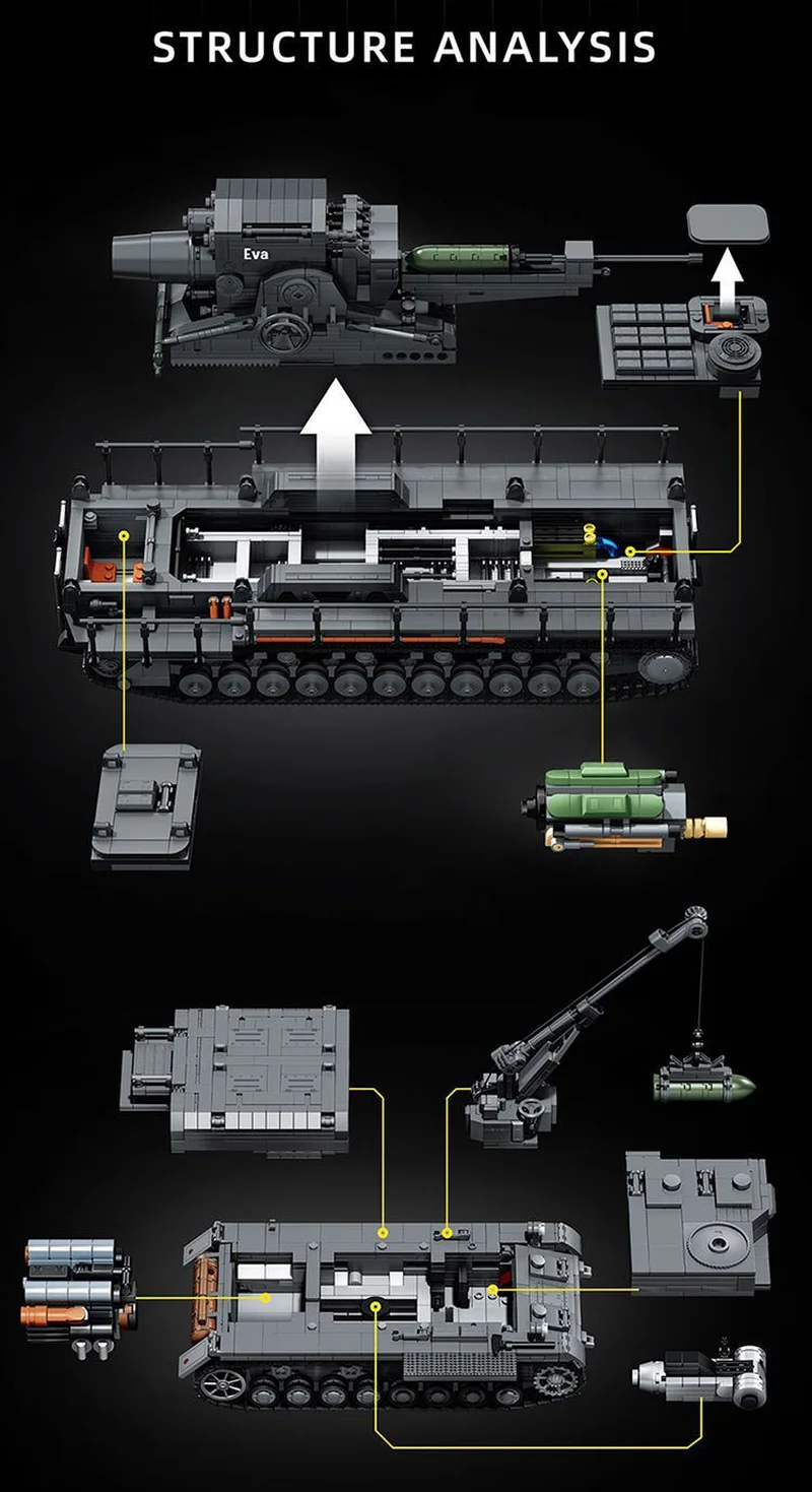 WW II Heavy Karl Mortar Building Block Set, Military Building Block Toy