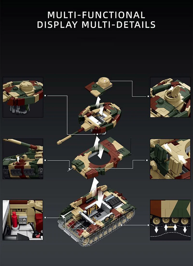 WWII German Panzer IV H Tank bricks model, military building block toy