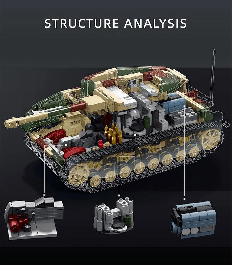 WWII German Panzer IV H Tank bricks model, military building block toy