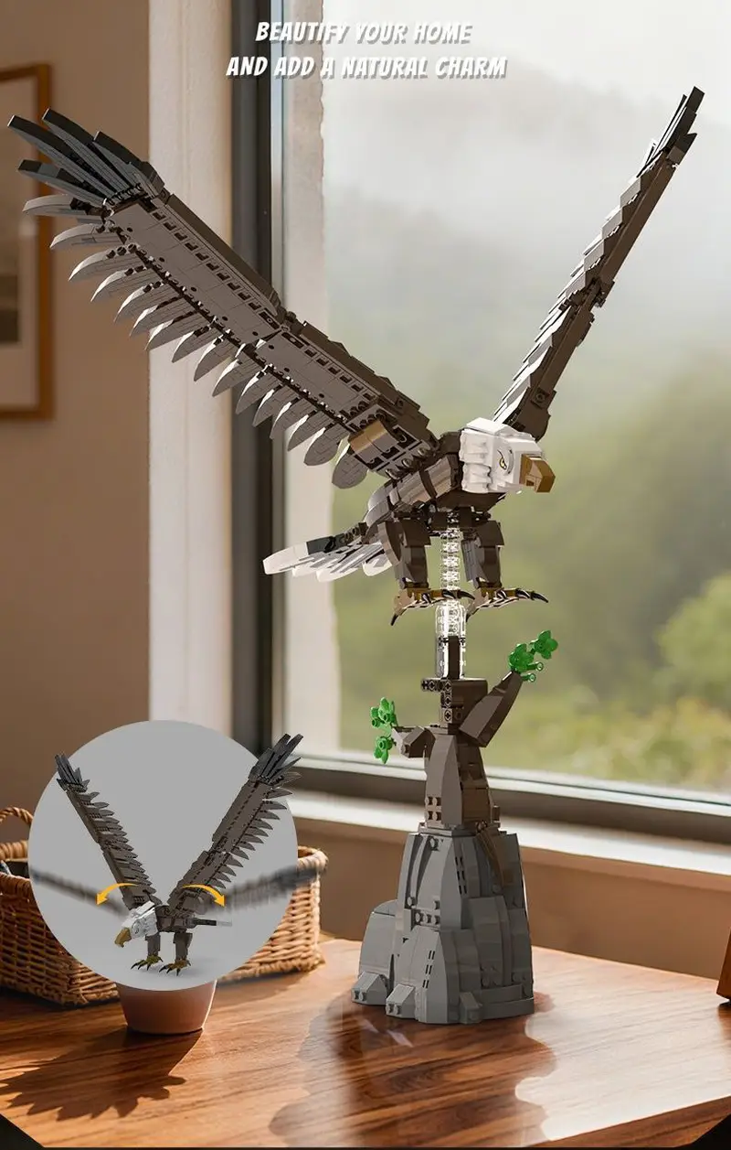 Eagle Educational Building Block Set - Large Realistic Wildlife Bird Model 2 Xbert 66098 Eagle Educational Building Block Set