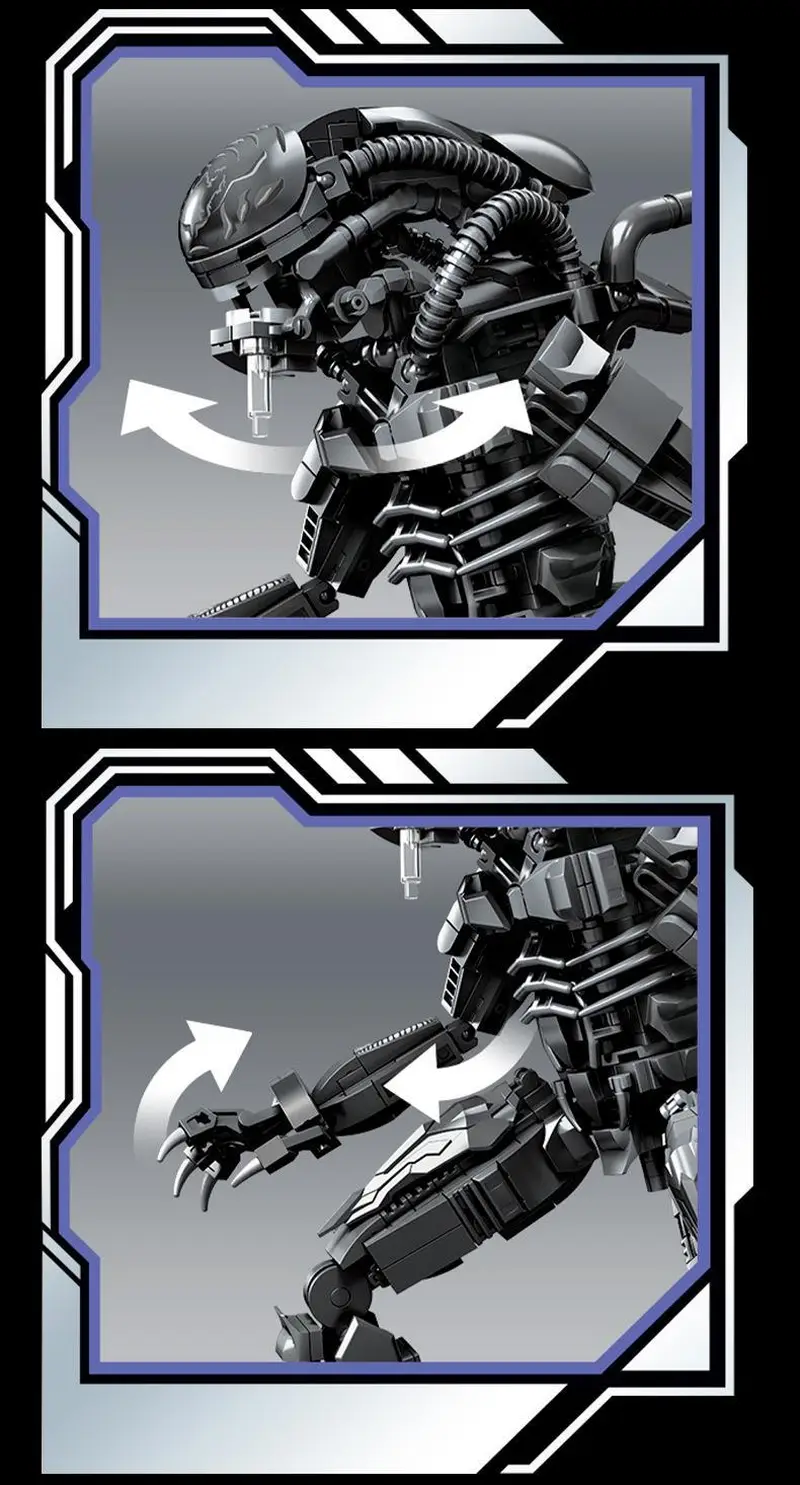 Xenomorph Alien Building Block Set - Articulated Sci-Fi Horror Warrior Model