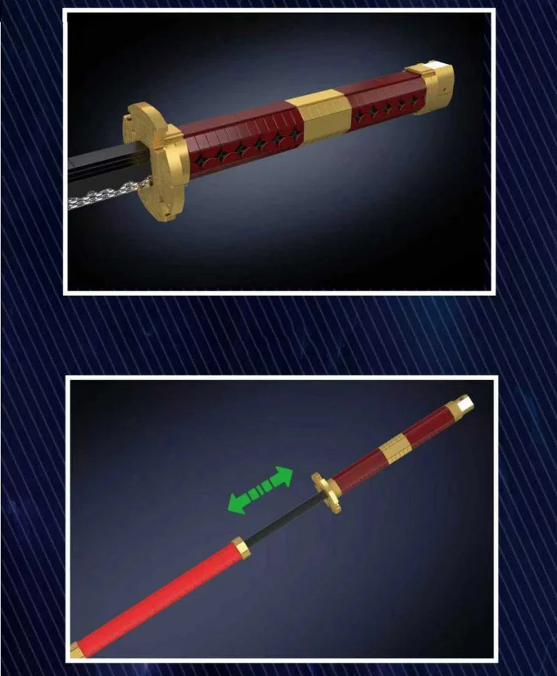 Zoro's katana from One Piece, the Sandai Kitetsu brick set with lights
