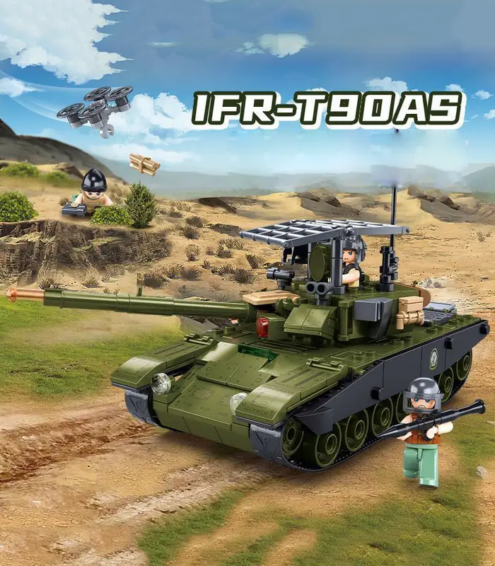 Modern T-90AS Tank Building Set - Tactical Desert Combat Model
