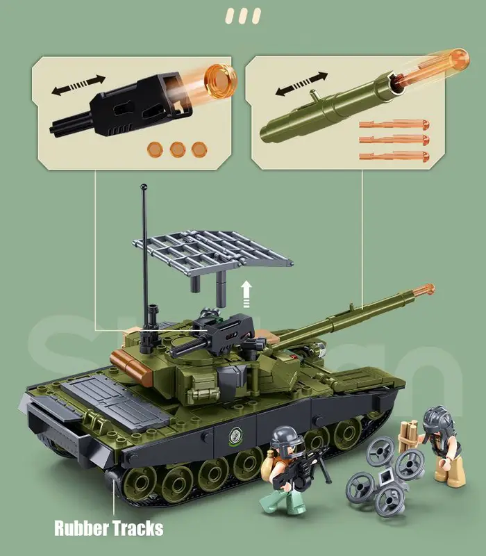 Modern T-90AS Tank Building Set - Tactical Desert Combat Model