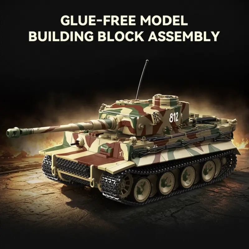 Tiger I Early Tank Building Block Set - QUANGUAN 100325 WWII Military Model 1 Tiger I Early No. 812 Building Block Model Image详情01